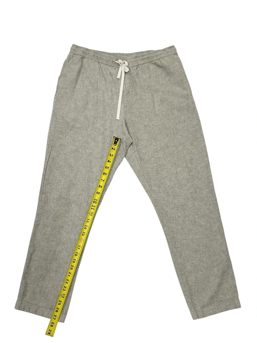J.Crew Mens Casual Dock Pants Light Green ] Drawstring Linen-Blend Pants(Sz L)